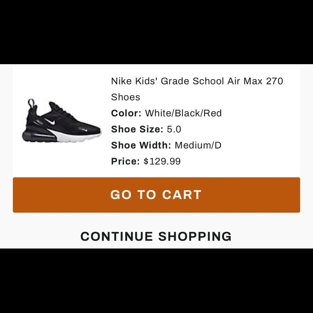Kids 5Y Nike Air Max 270 Black
